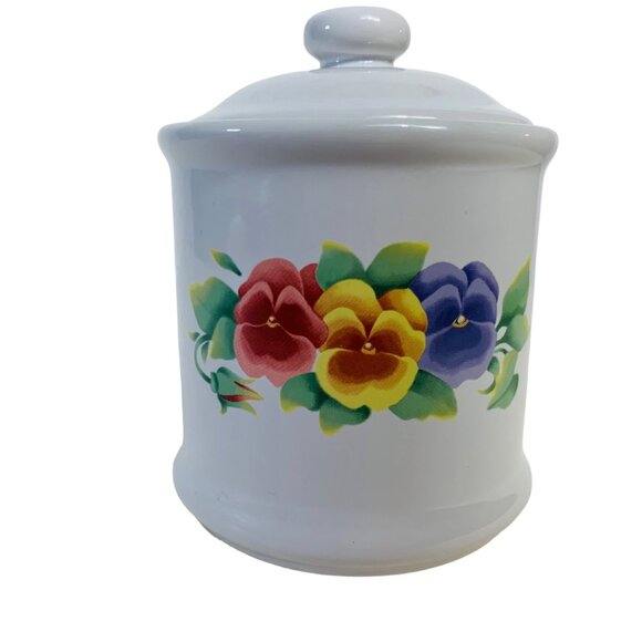 Corning Small Canister Summer Blush Floral Corning Ceramic Coffee Jar Lid VTG - Picture 14 of 14